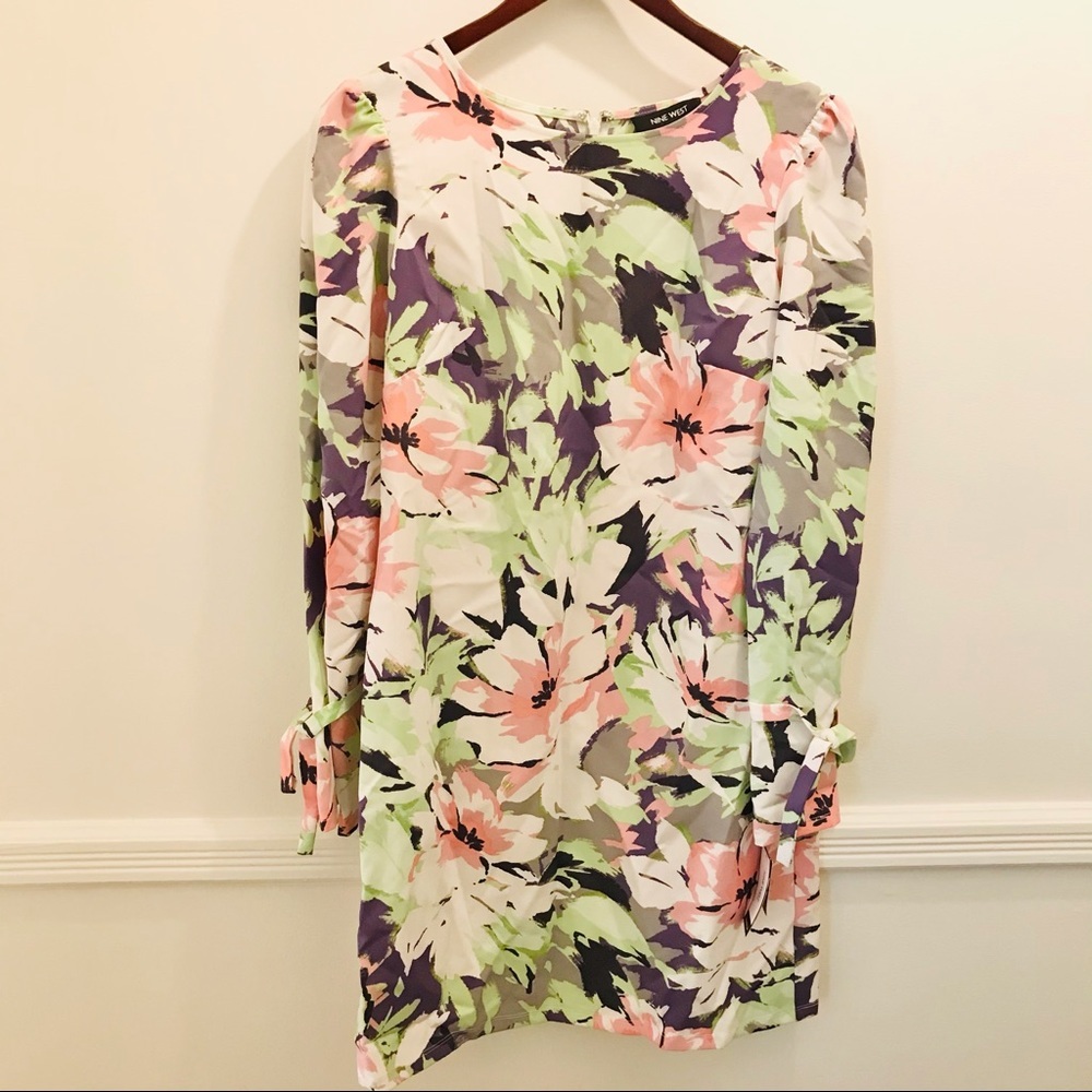 NWT Nine West Floral Shift Dress pink green white - Picture 2 of 11